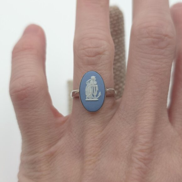 Size 6.5 Sterling Silver Wedgwood Jasperware Ring A1694 - Picture 3 of 7